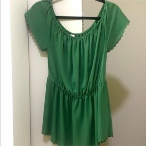 Scoop Neck scallop sleeve & hem Anthropologie top